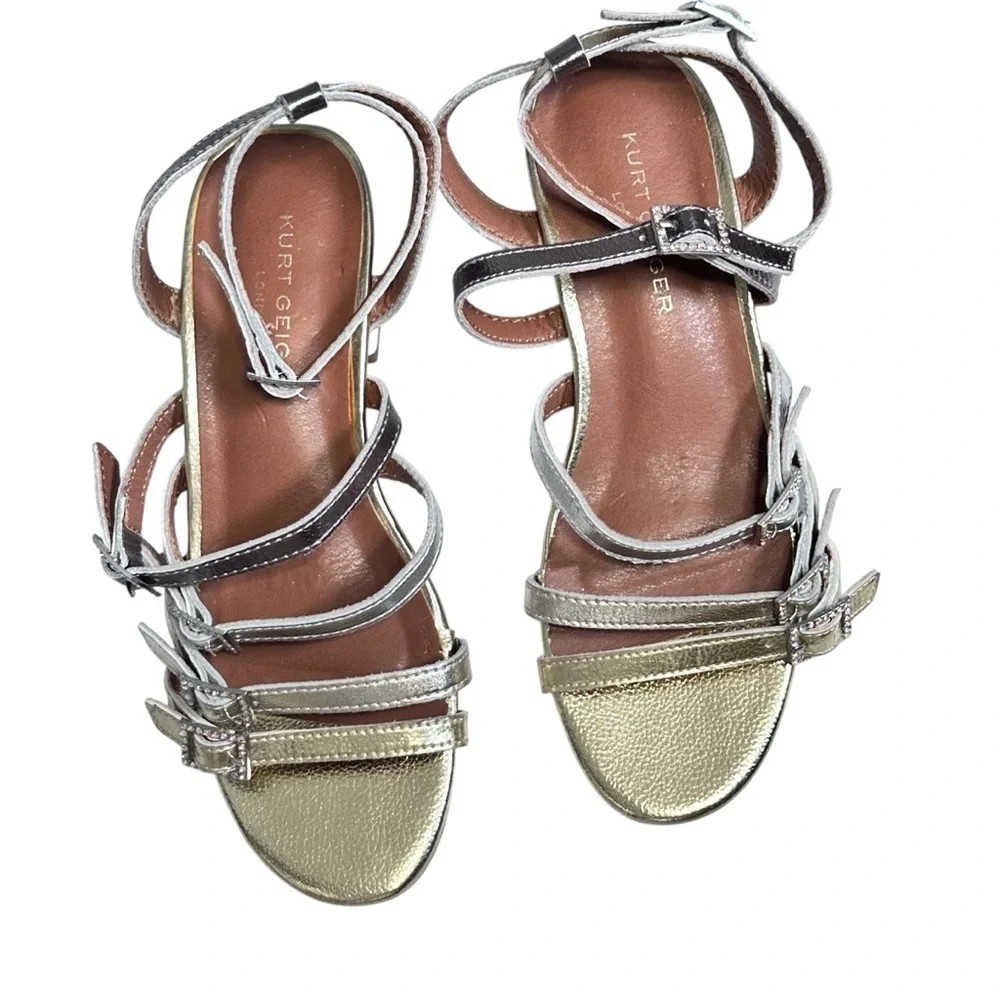 Kurt Geiger Metallic Gold Bling Block Heel Sandals Party Pagent kids girls 2/33